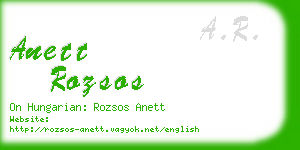 anett rozsos business card